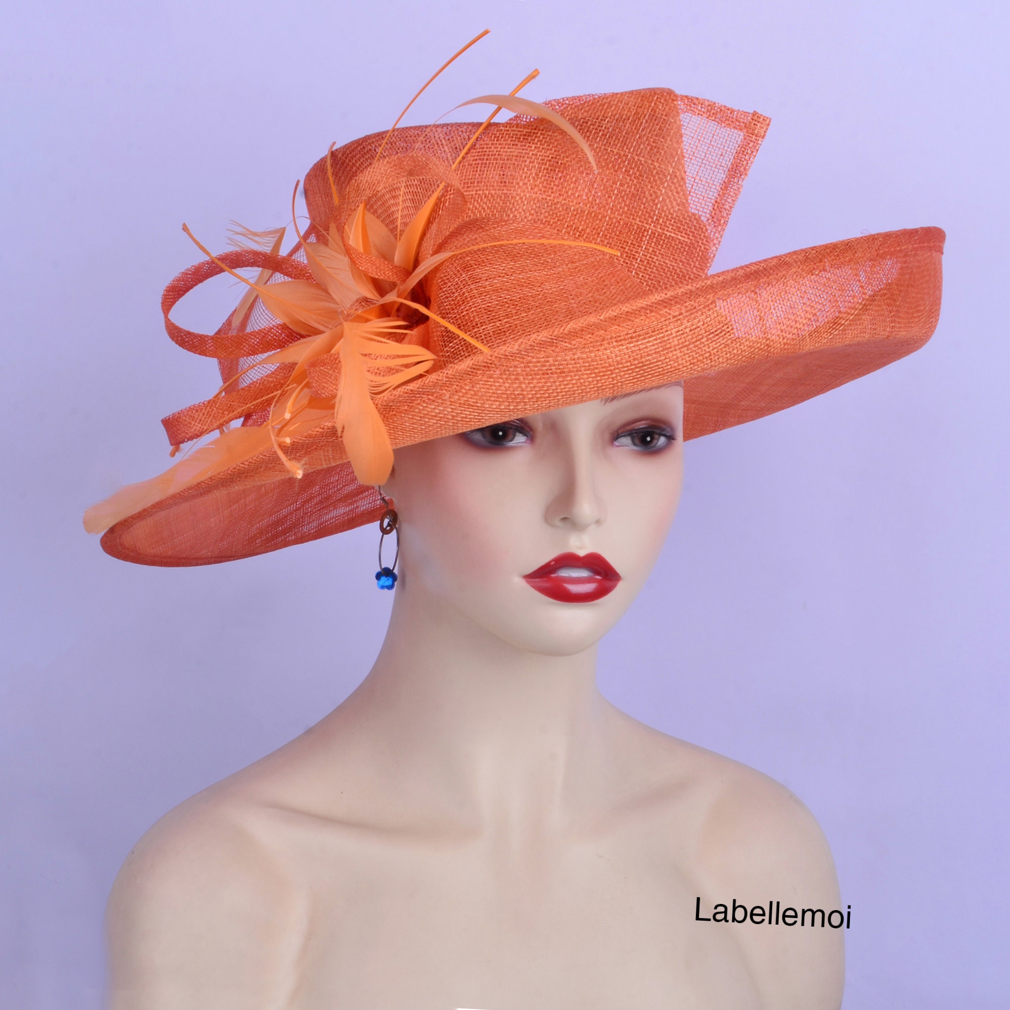 CAPPELLO DA SPOSA ARANCIONE GRANDE | Fascinatore Con Fiocco | Kentucky Derby Royal Ascot - Foto 3