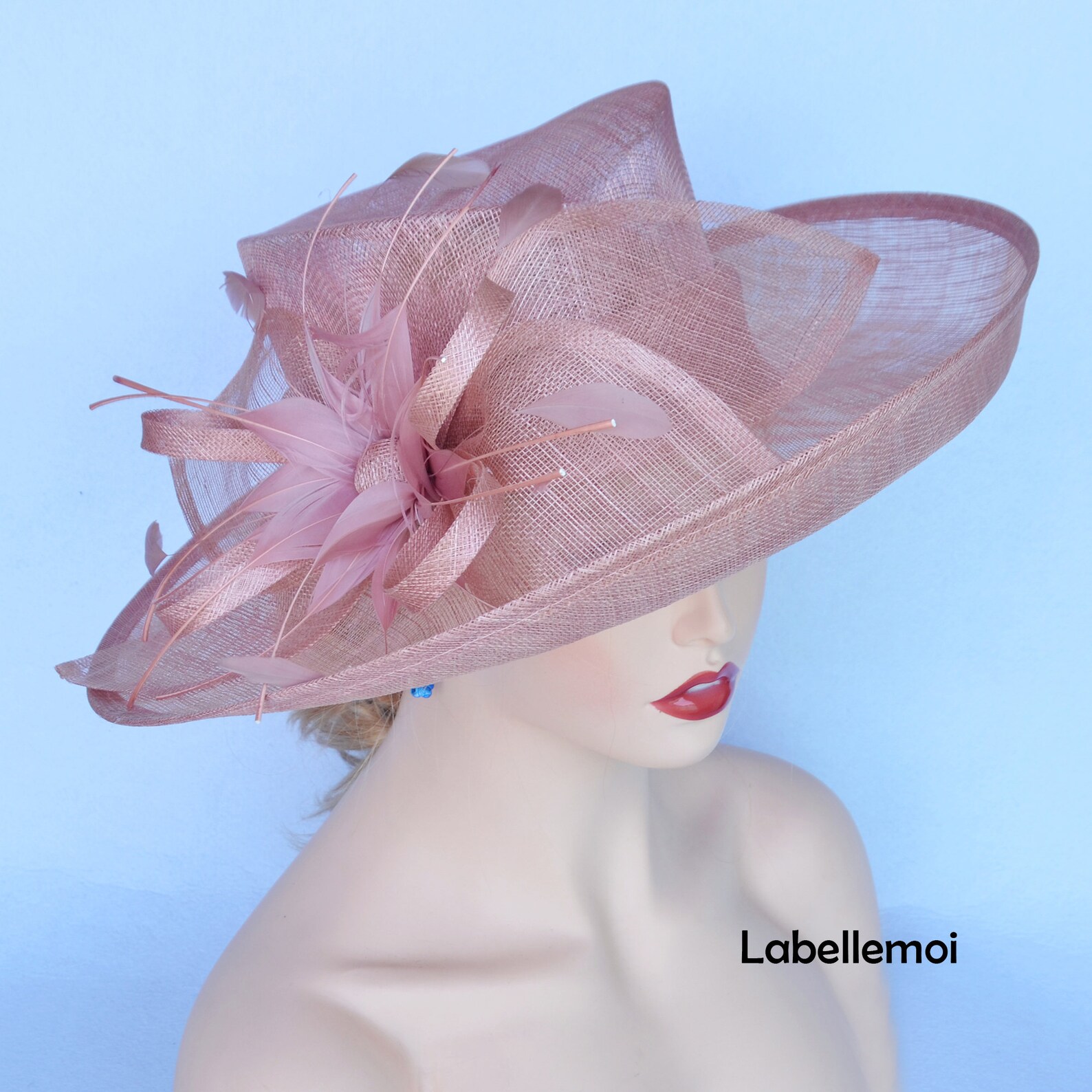 Blush Pink Sinamay Hat Large Formal Dress Hat Church Hat Etsy