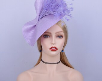Lavender and purple fascinator Lavender Feather Fascinator Hatinator: Lilac Purple Derby  main image 3