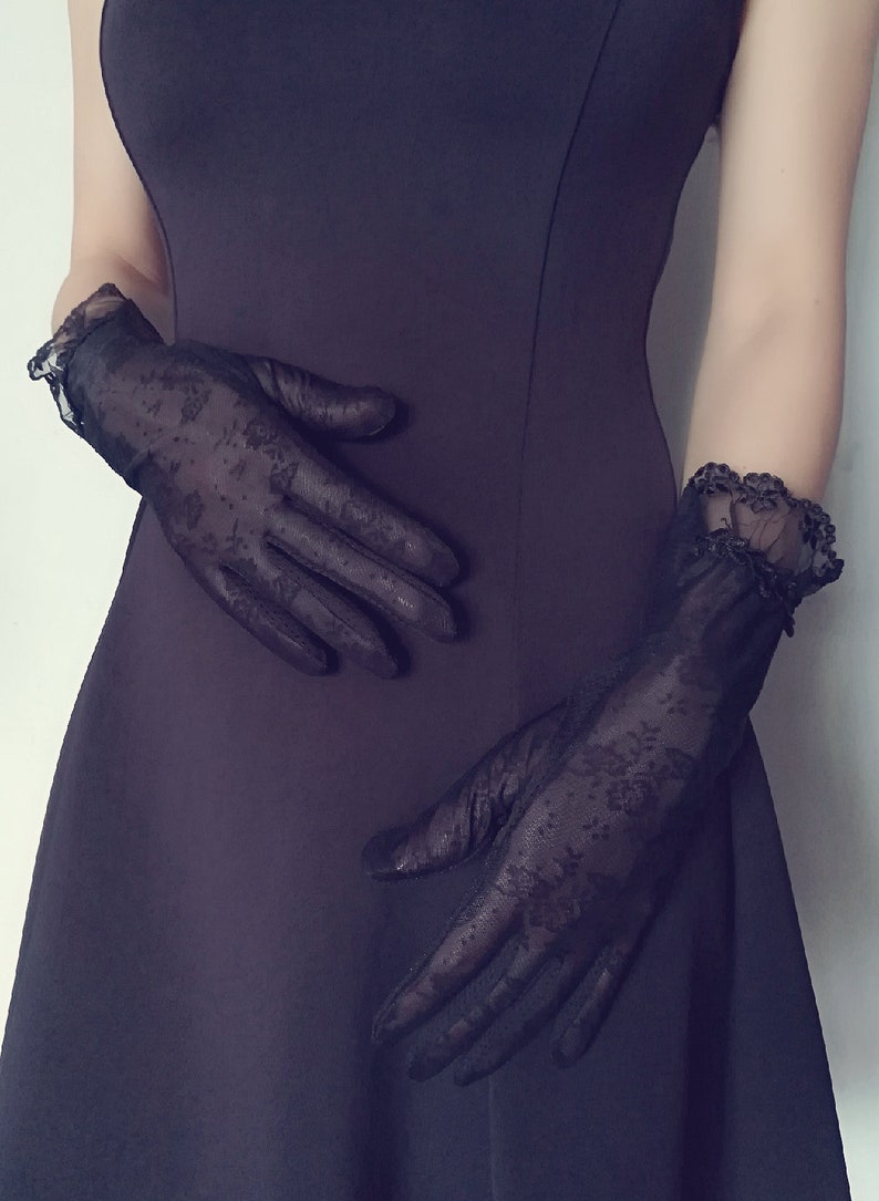 New Antiuv Elegant Silver Grey Lace Glove Womens Short Glove Etsy