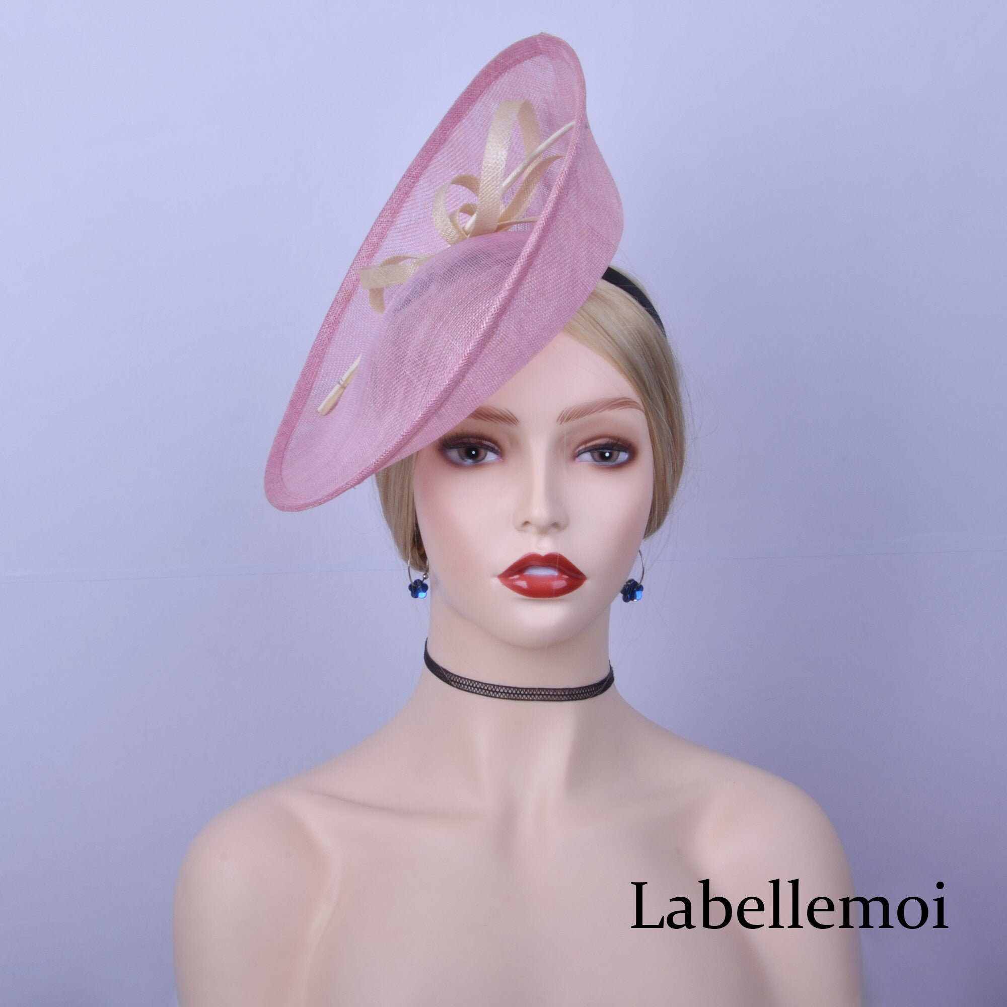 Purple/ivory BIG Sinamay Fascinator 
