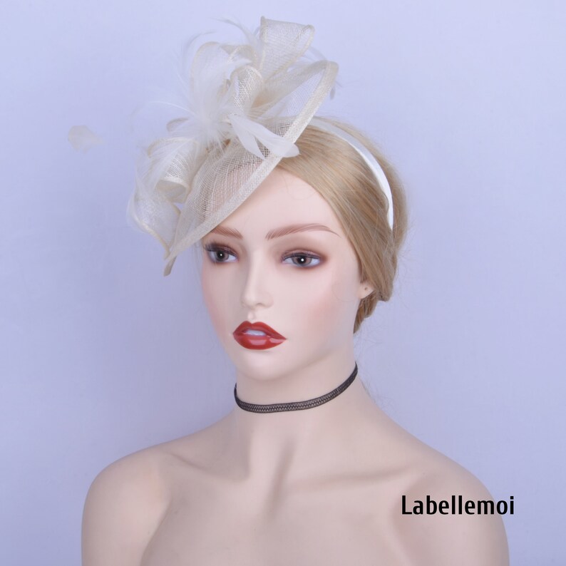 NEW Ivory Fascinator Cream Headband Hatinator Teardrop Sinamay Etsy