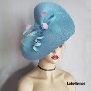 New Powder blue/pink fascinator large saucer hatinator baby blue Derby hat light blue Wedding Ascot Mother of the bride Easter Prom Gifts image 4