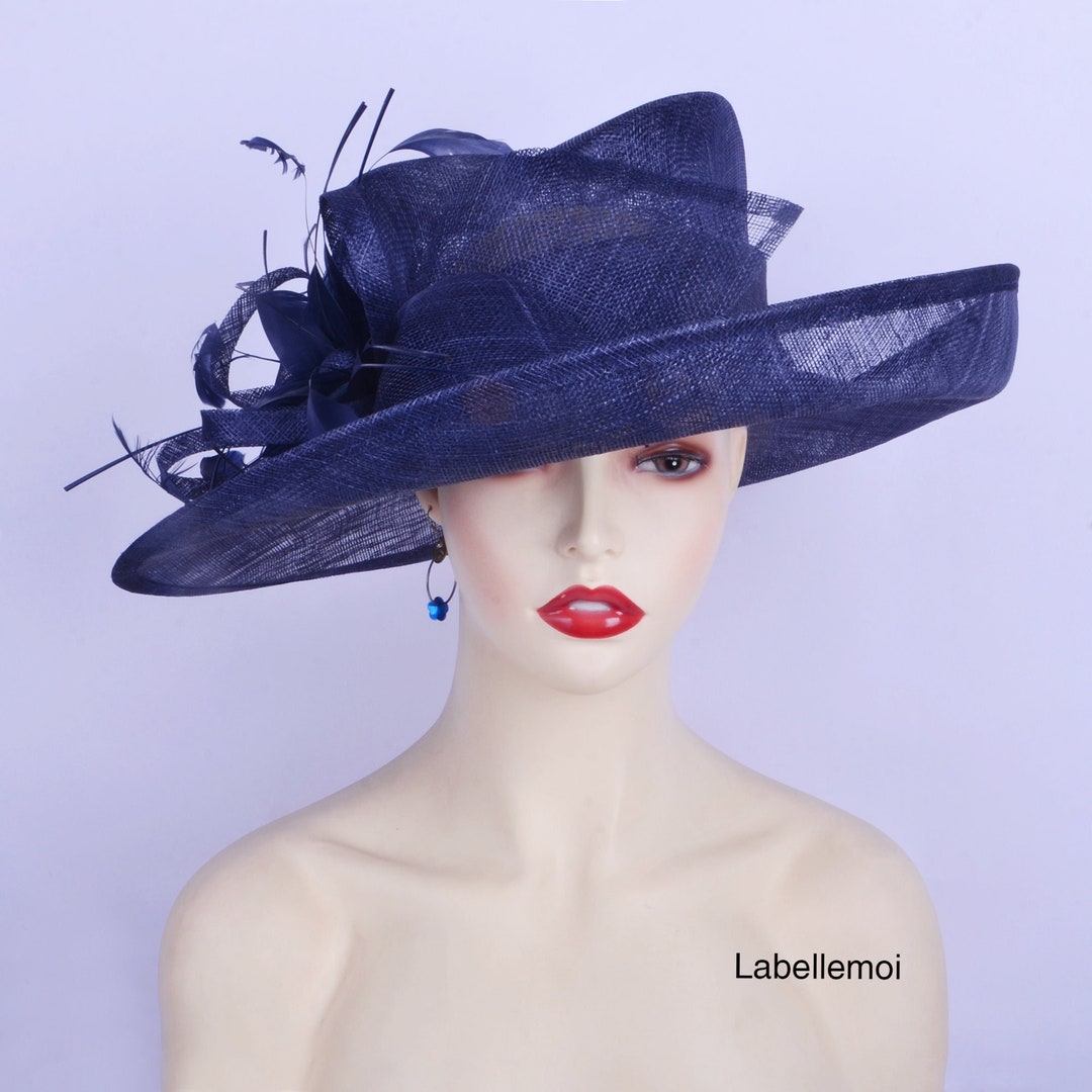 Feather Leaf Centered Medium Side Brim Sinamay Hat Emerald Green Sinamay Derby Hat(g7): Wide Brim Feather  main image 2