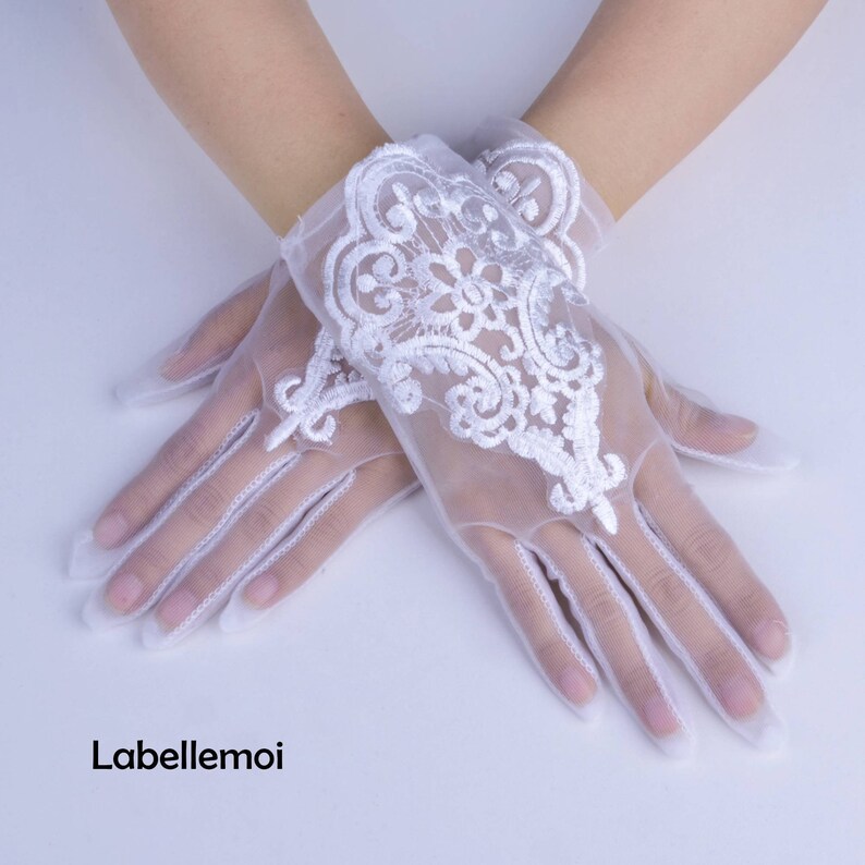 Elegant Pure White Sheer Bridal Glove Womens Wedding Gloves Etsy UK