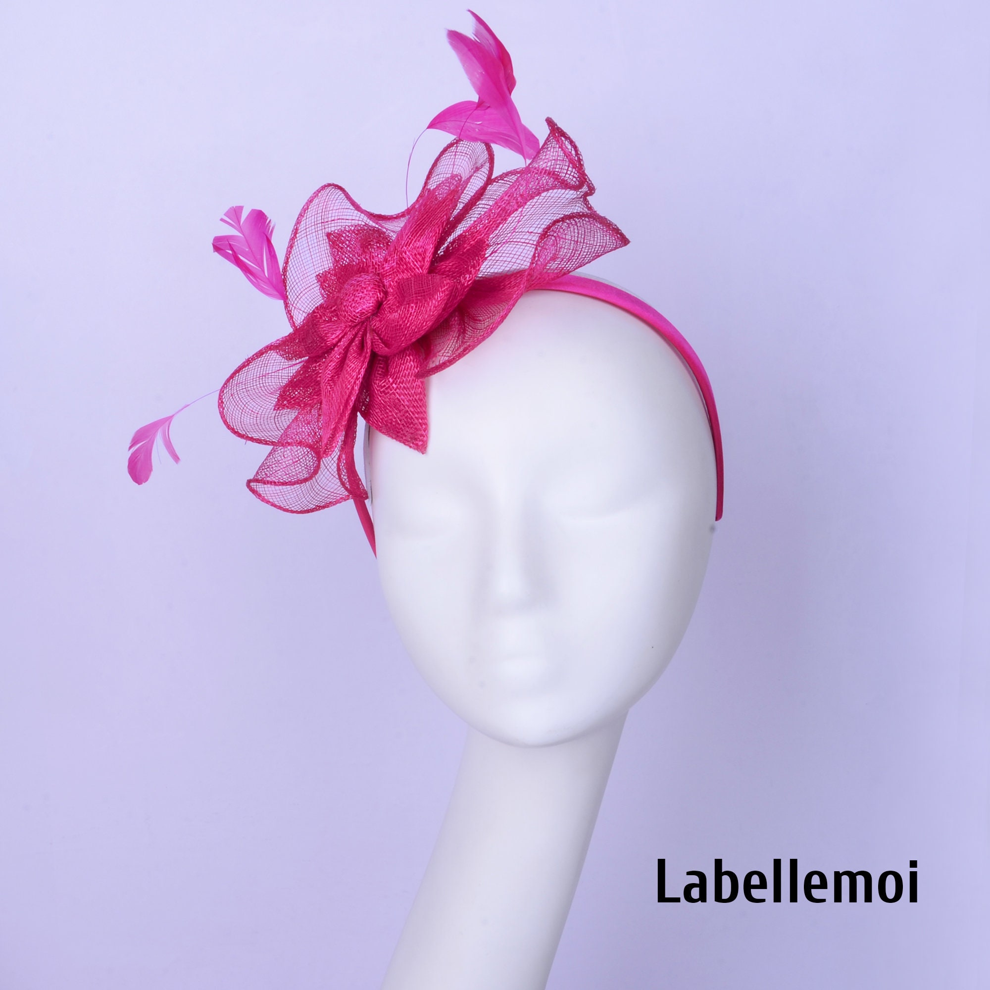 5195 Sinamay Fascinator Hat With Top Flower, Women Feather Headwear C.C Cocktail Fashion Sinamay Fascinator Hat Feather & Flower  main image 3
