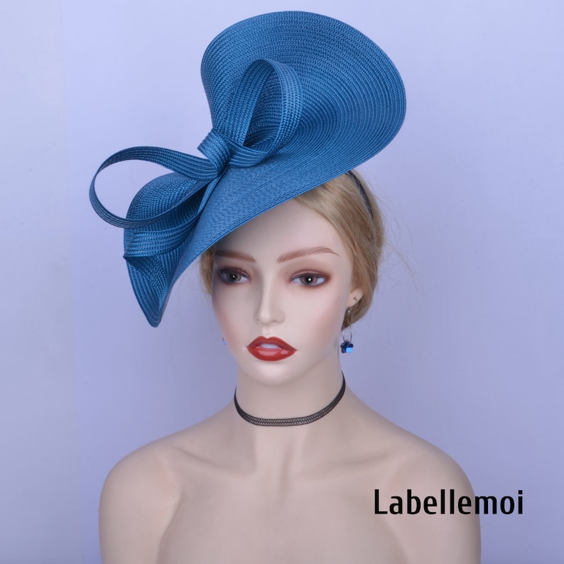 Exclusive Teal Blue Fascinator Large Saucer Hatinator Church Etsy