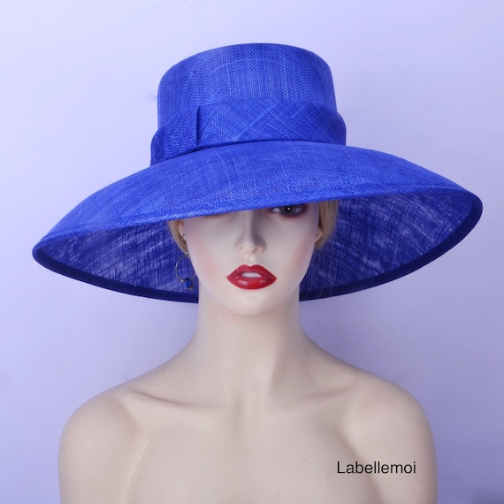 Classic Sophisticated Regal Wide Brim  Floppy Hat Derby Races Church Bru… HISSHE Womens Church Derby Dress Hat Wide Brim Crystal Tea  main image 3