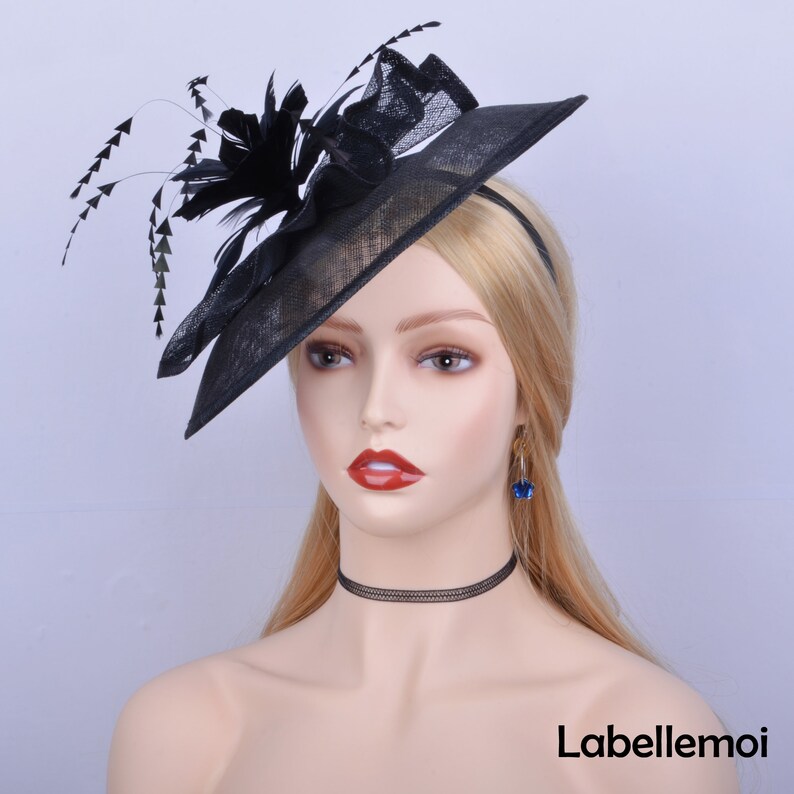 NEW Large Black fascinator hat sinamay base saucer hatinator Etsy