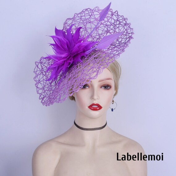 Lilac Feather and Sequins Slanted Elegant Hat Lilac Hat with Lilac Feather Detail – Hat Hire & Accessories  main image 3