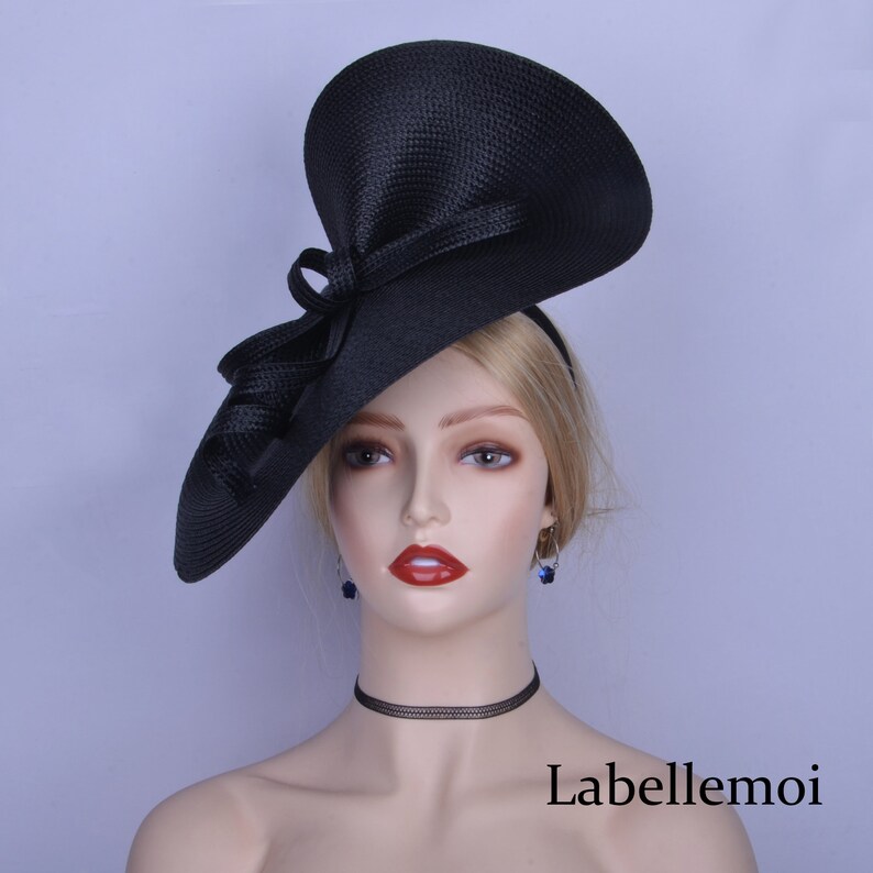 Exclusive Black Fascinator Large Saucer Hatinator Church Hat Etsy