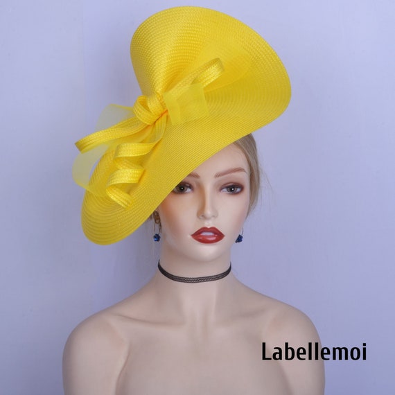 Yellow Straw Fascinator Hatinator - Kentucky Derby, Ascot Races