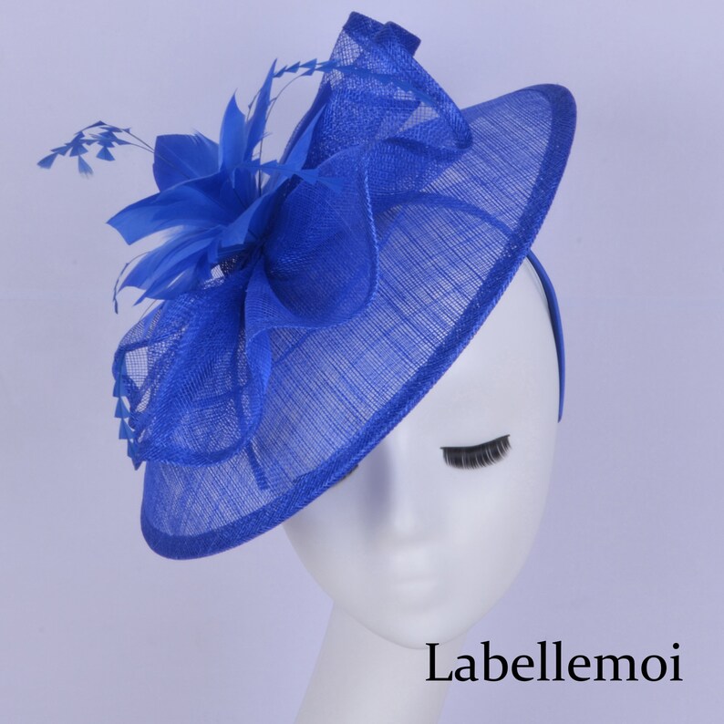 BIG Royal Blue Sinamay Fascinator Saucer Hatinator for Royal Etsy