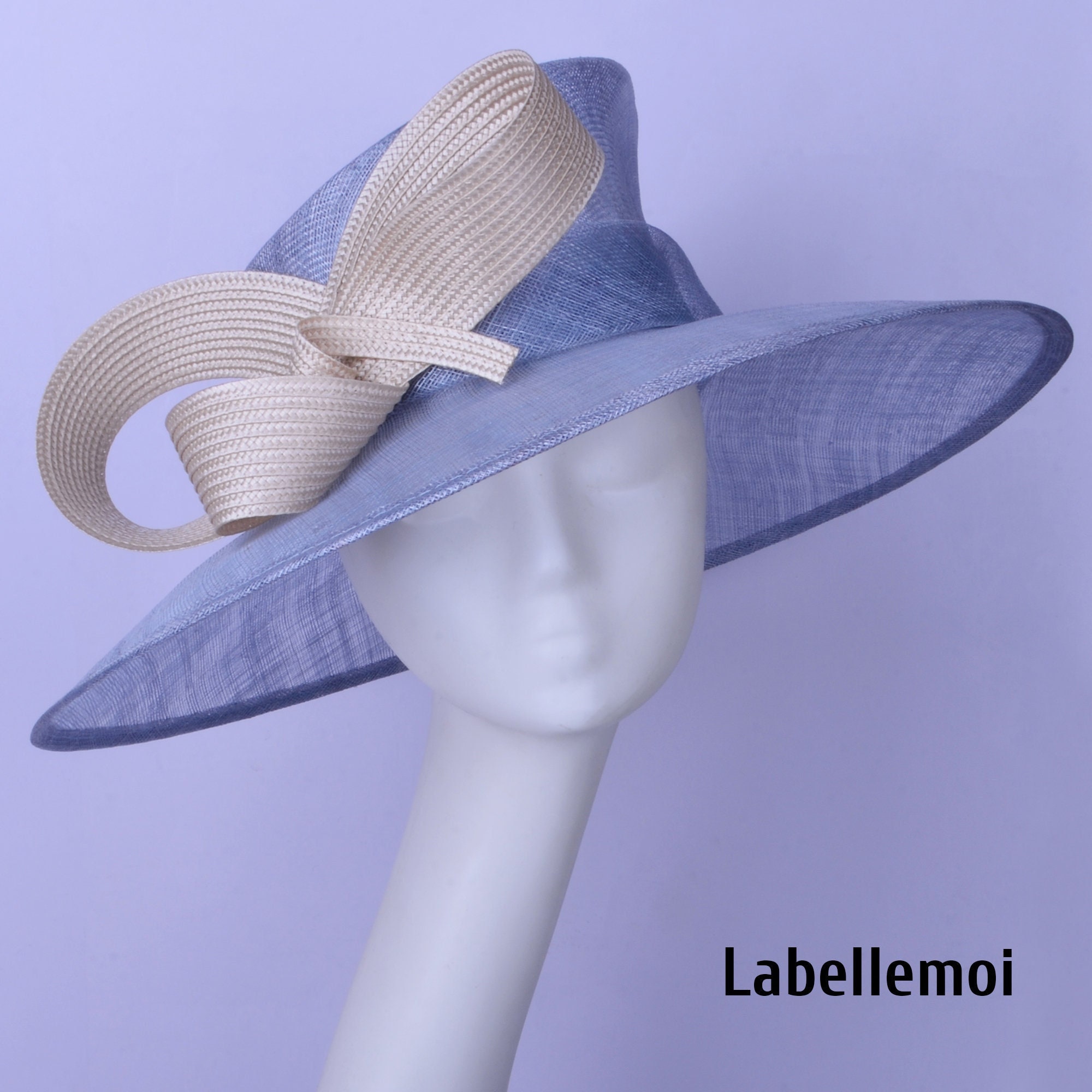 Sinamay Hat Baby Blue/nude Derby Hat 