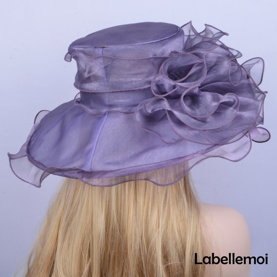 New Plum Lavender Purple Large Brim Kentucky Derby Hat  display picture 1