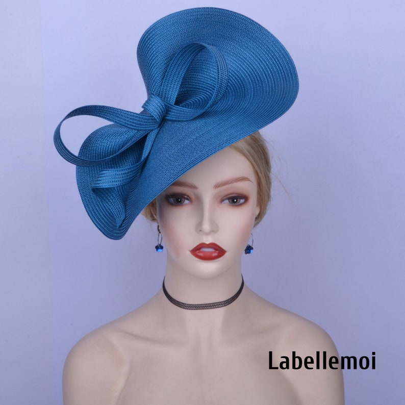 Exclusive Teal Blue Fascinator Large Saucer Hatinator Church - Etsy