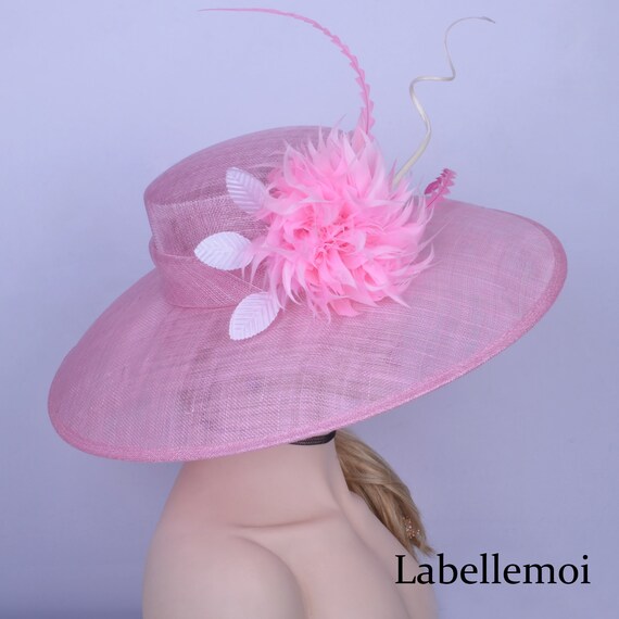 NEW Extra Large Light Pink Sinamay Hat 