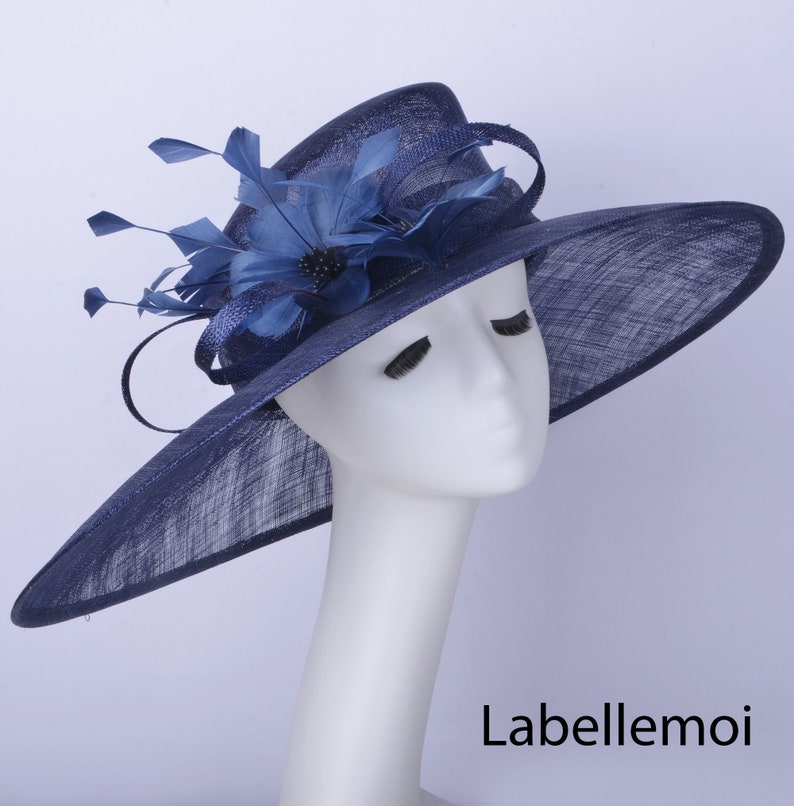 Navy Blue X Large Sinamay Hat Derby Hat Church Hat Wedding Hat Etsy UK