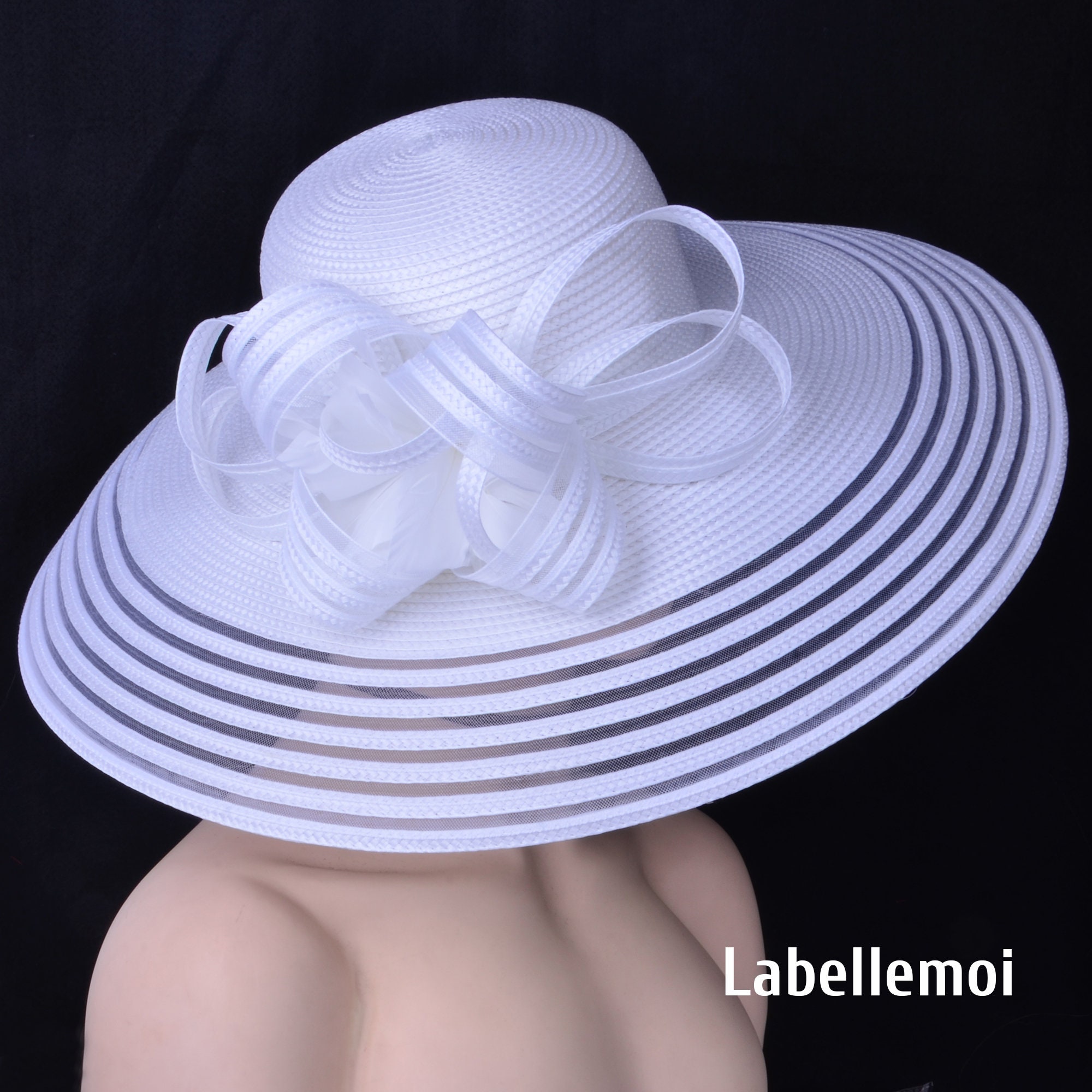 Extra Large White Wedding Hat Church Hat Wide Brim Kentucky 