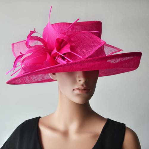 Fuchsia Hot Pink Sinamay Hat Large 
