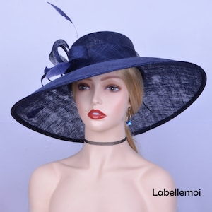 NEW Extra Large sinamay hat Dark Navy blue Kentucky Derby hat Church hat Wedding hat dress hat hatinator,Mother of the bride,Easter,gifts