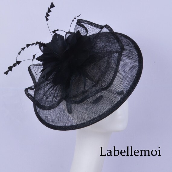 Black BIG Saucer Hatinator Sinamay 