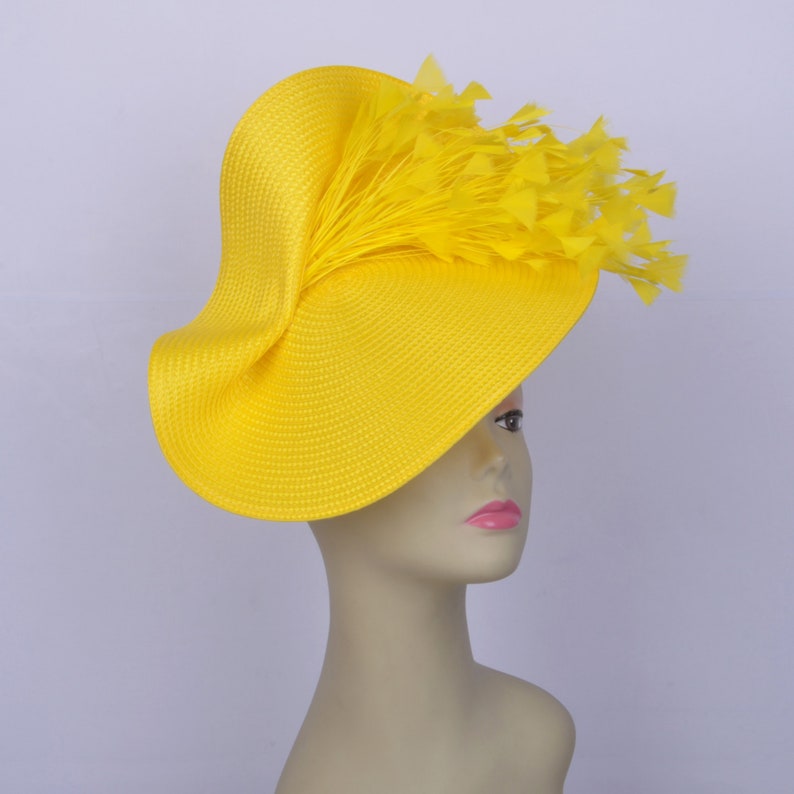 New Yellow Big saucer fascinator hatinator Church hat Derby Etsy