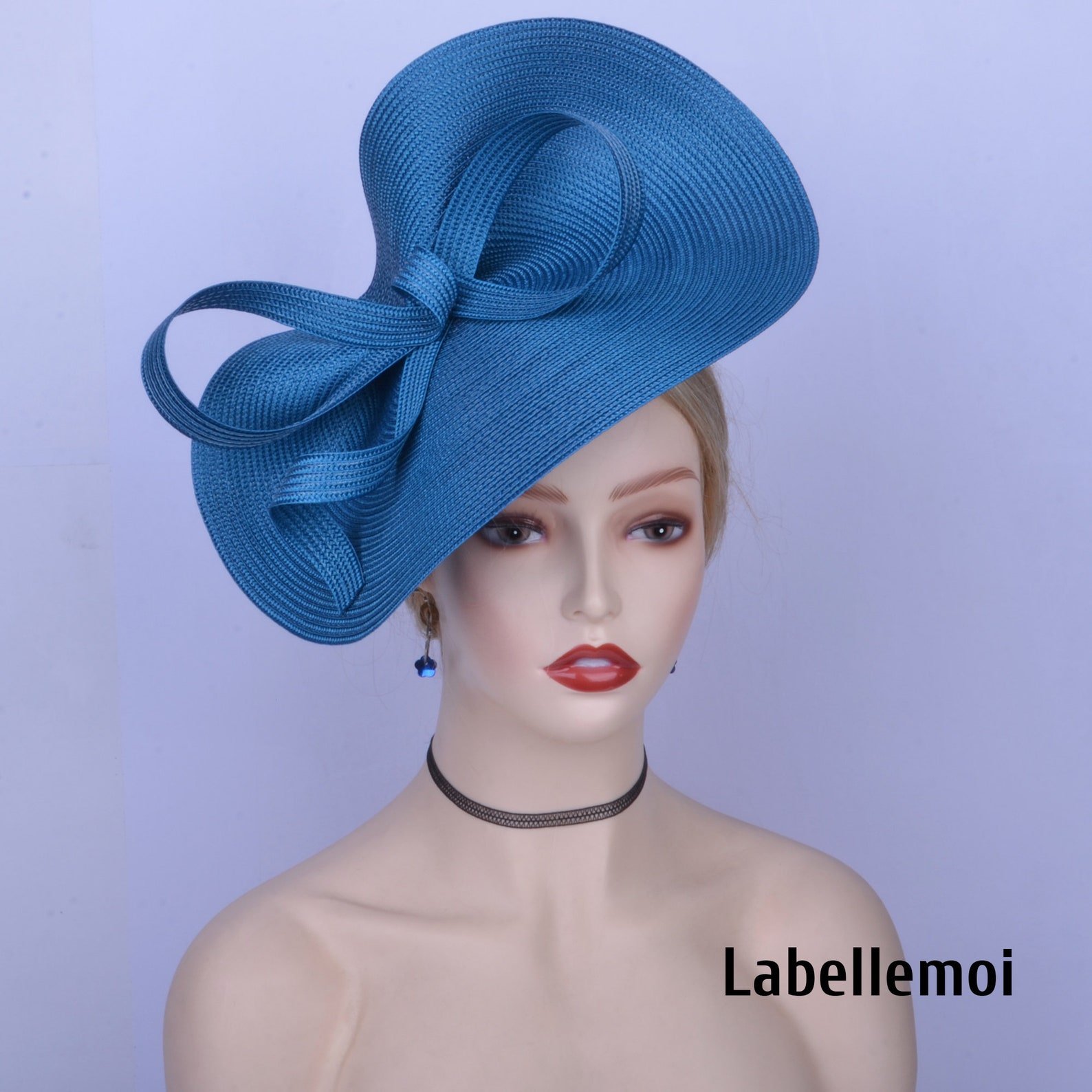 Exclusive Teal Blue Fascinator Large Saucer Hatinator Church - Etsy