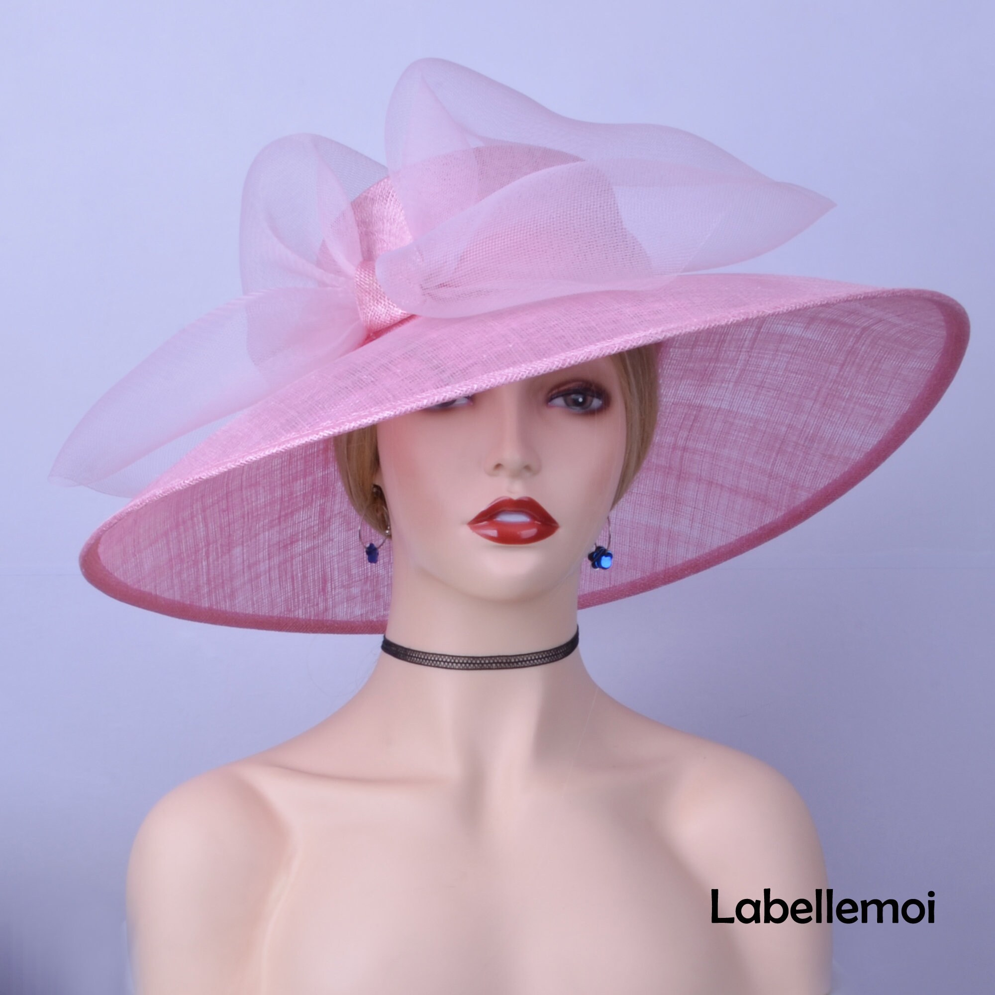 NEW Extra Large Light Pink Sinamay Hat 