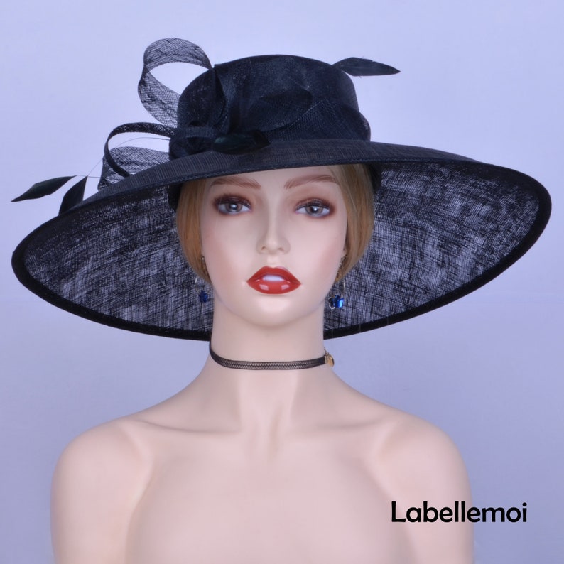 NEW Extra Large sinamay hat Navy/fuchsia Kentucky Derby hat Etsy