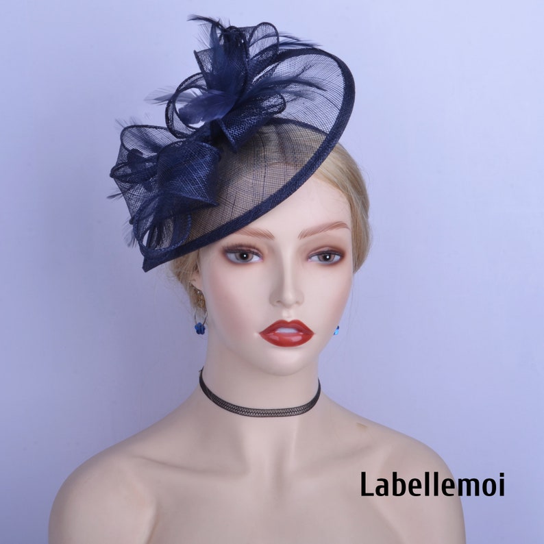 New Pale blue fascinator Teardrop Baby blue Sinamay hatinator Royal Wedding Kentucky Derby hat Church Ascot Braids maid Mother of the bride image 8