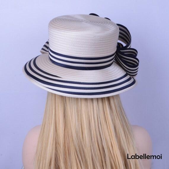 red Stripe Formal Dress Hat Satin Hat 