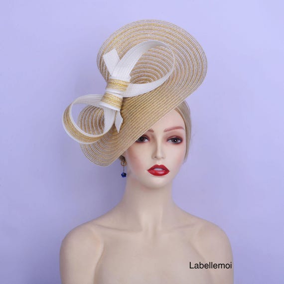 Elegant Grayand Gold Women\'s Hat Grey and Cream Wedding Hat With Feathers - Grey Ladies  main image 4
