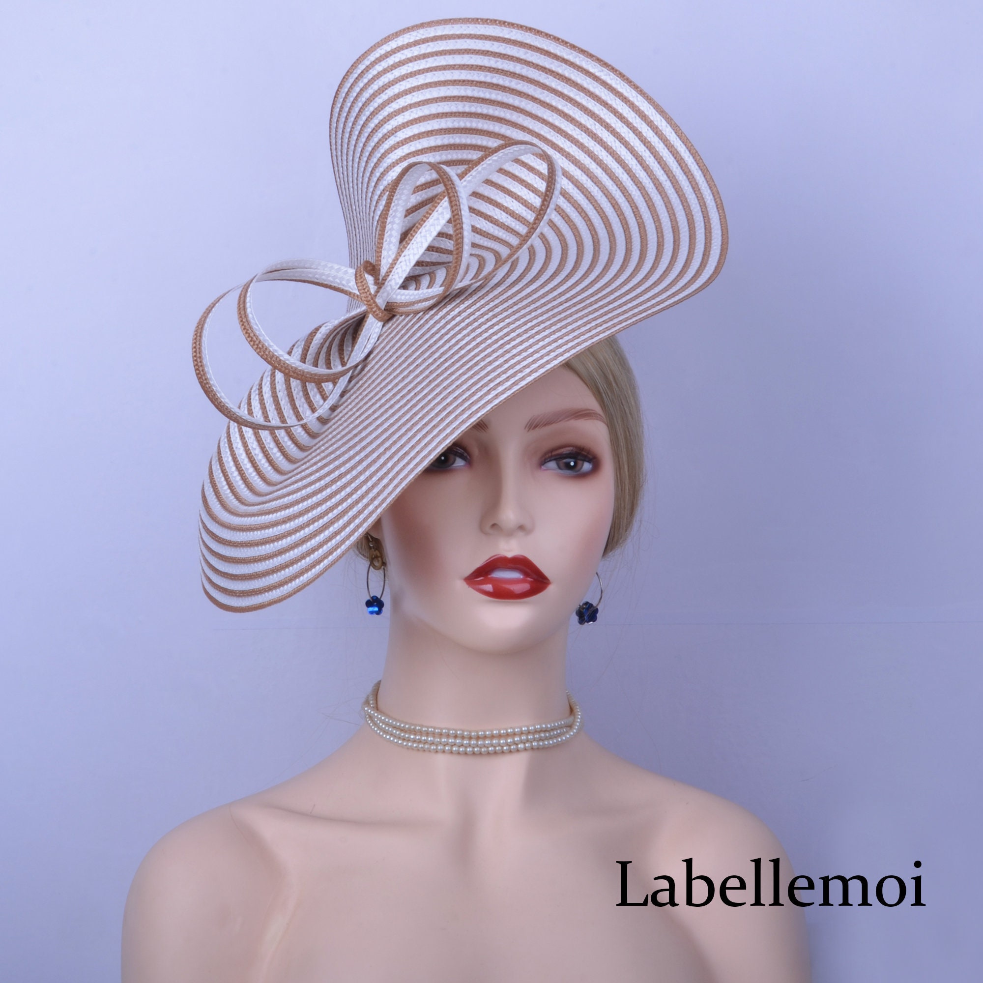 Exclusive White/taupe Brown Fascinator 