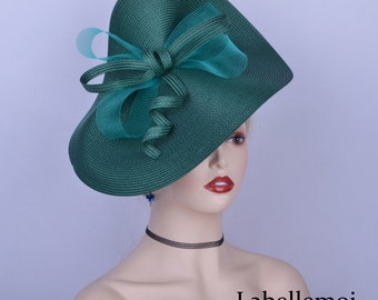NEW Large Emerald Green Fascinator Saucer Hatinator Church  display picture 3