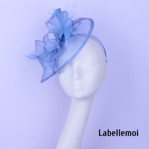 New Pale blue fascinator Teardrop Baby blue Sinamay hatinator Royal Wedding Kentucky Derby hat Church Ascot Braids maid Mother of the bride image 4