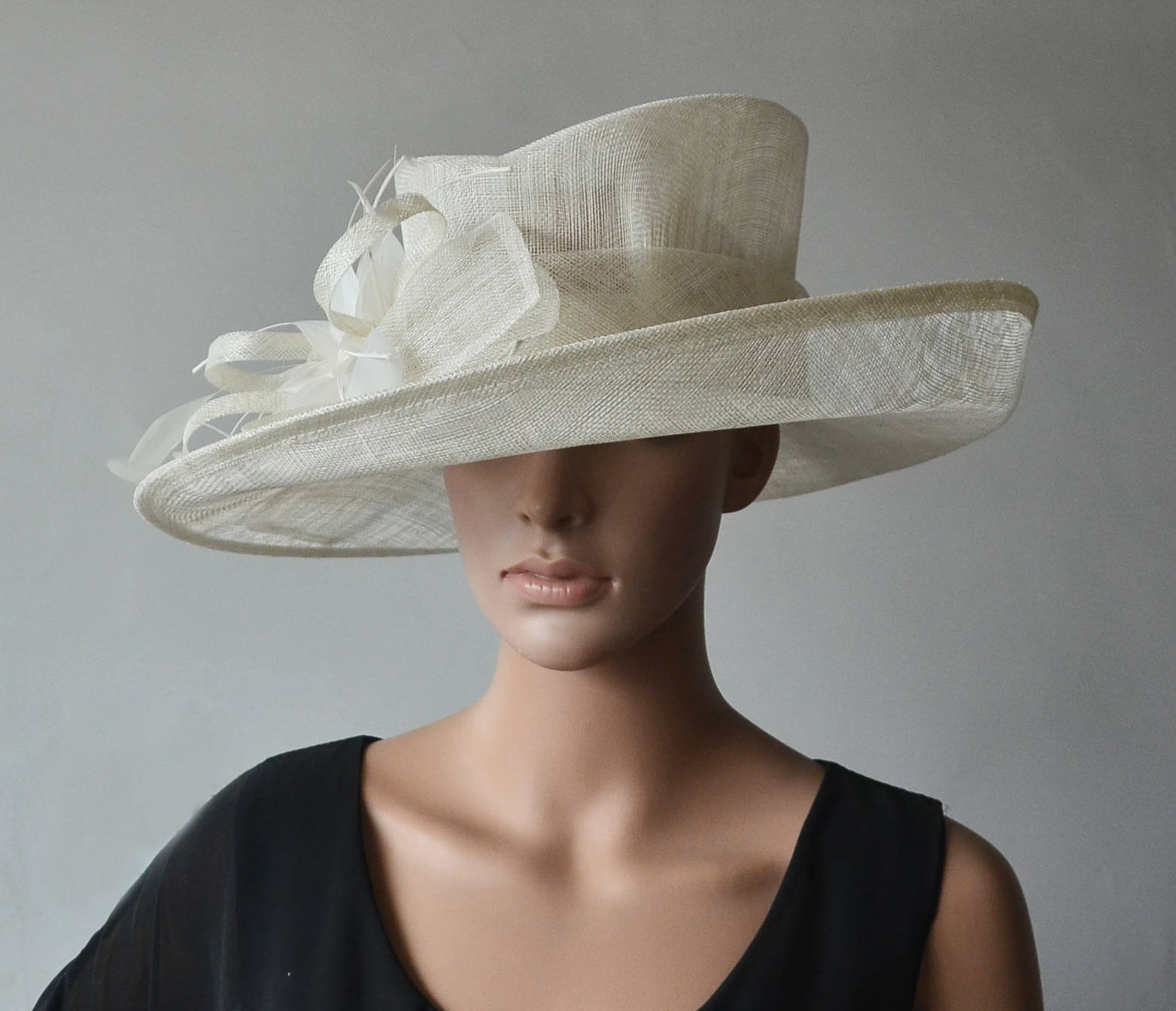 Ivory Sinamay Hat Large Dress Church Hat Fascinator With Etsy UK