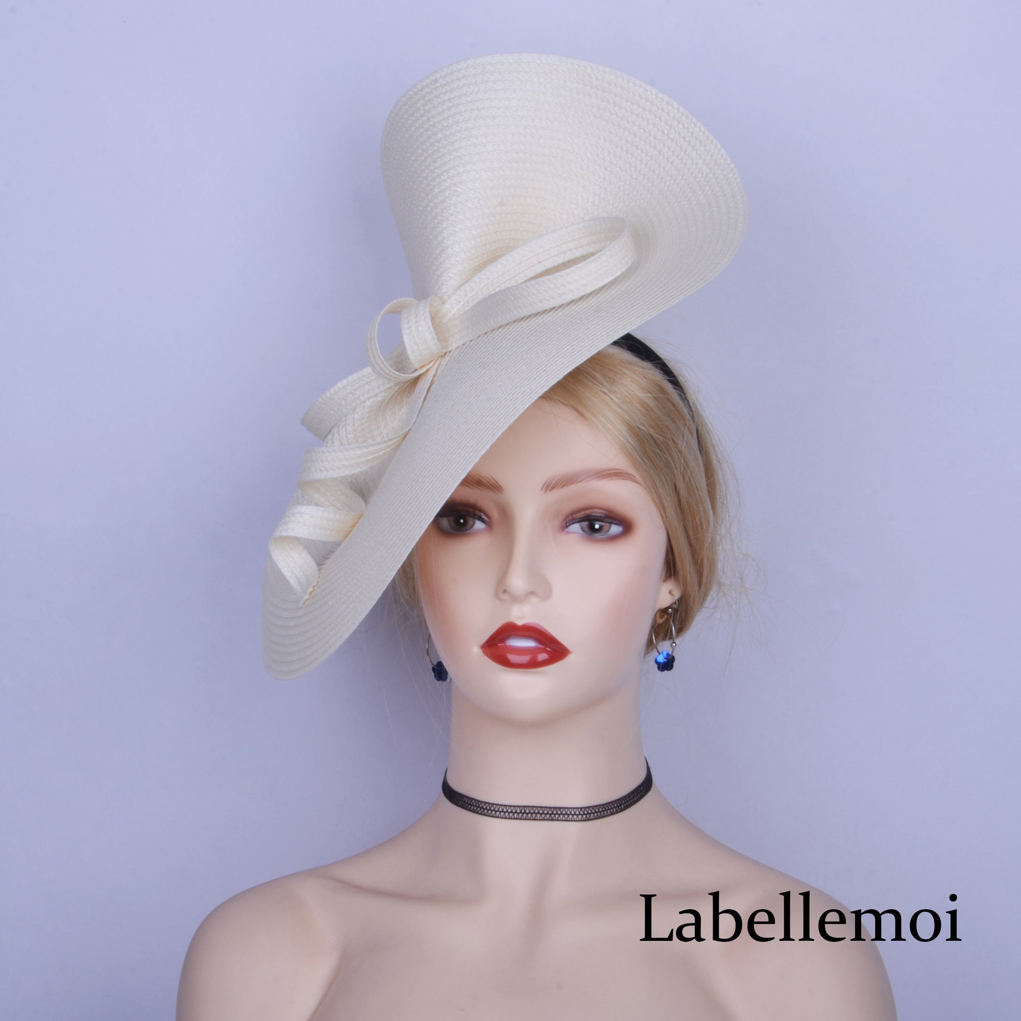 Exclusive Ivory Cream fascinator large saucer hatinator Church Etsy