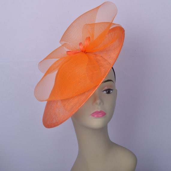Orange Sinamay Fascinator Hat, Kentucky Derby Ascot Races - Etsy