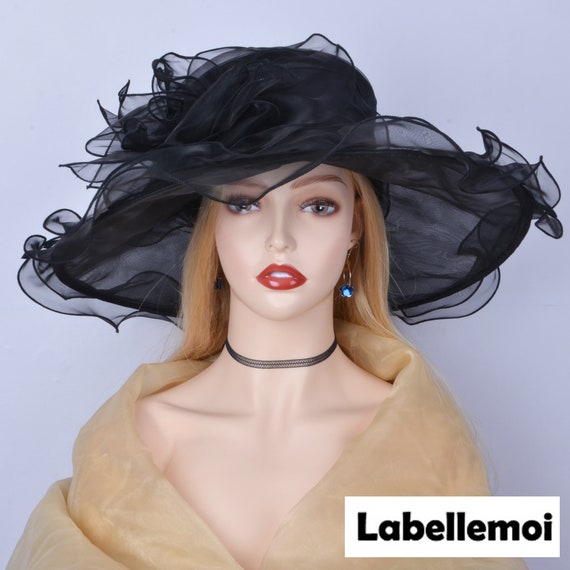 Large Brim Organza Hat Church Hat 