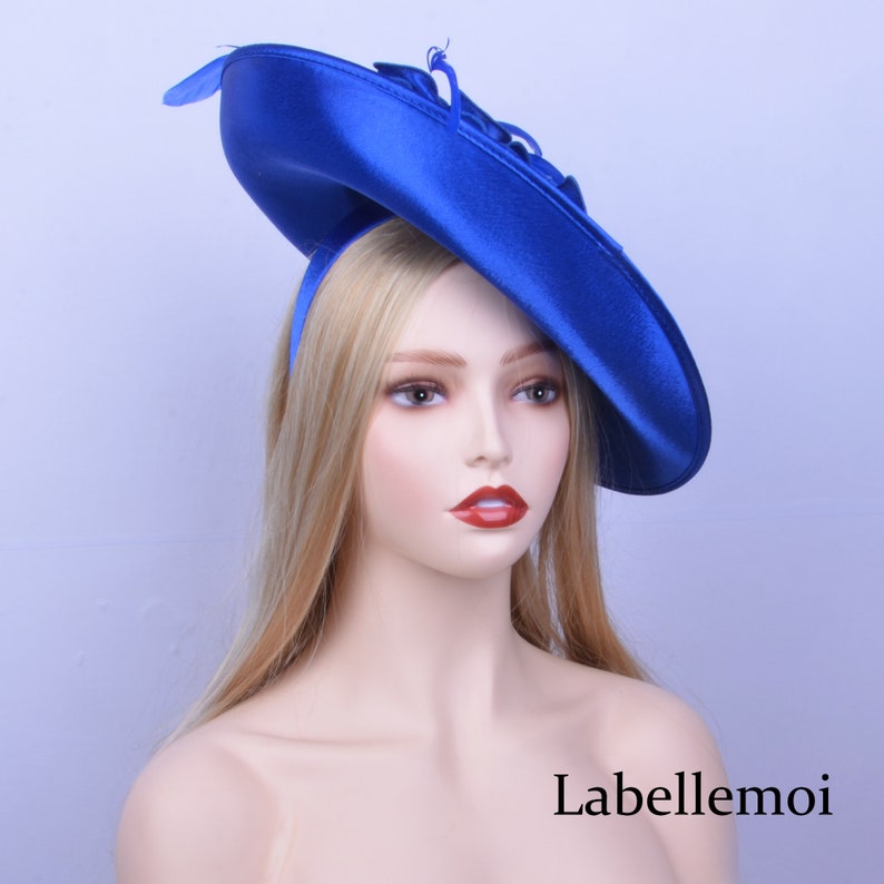 Big Ivory Wedding Hat Satin Fascinator Formal Dress Hat Saucer Etsy