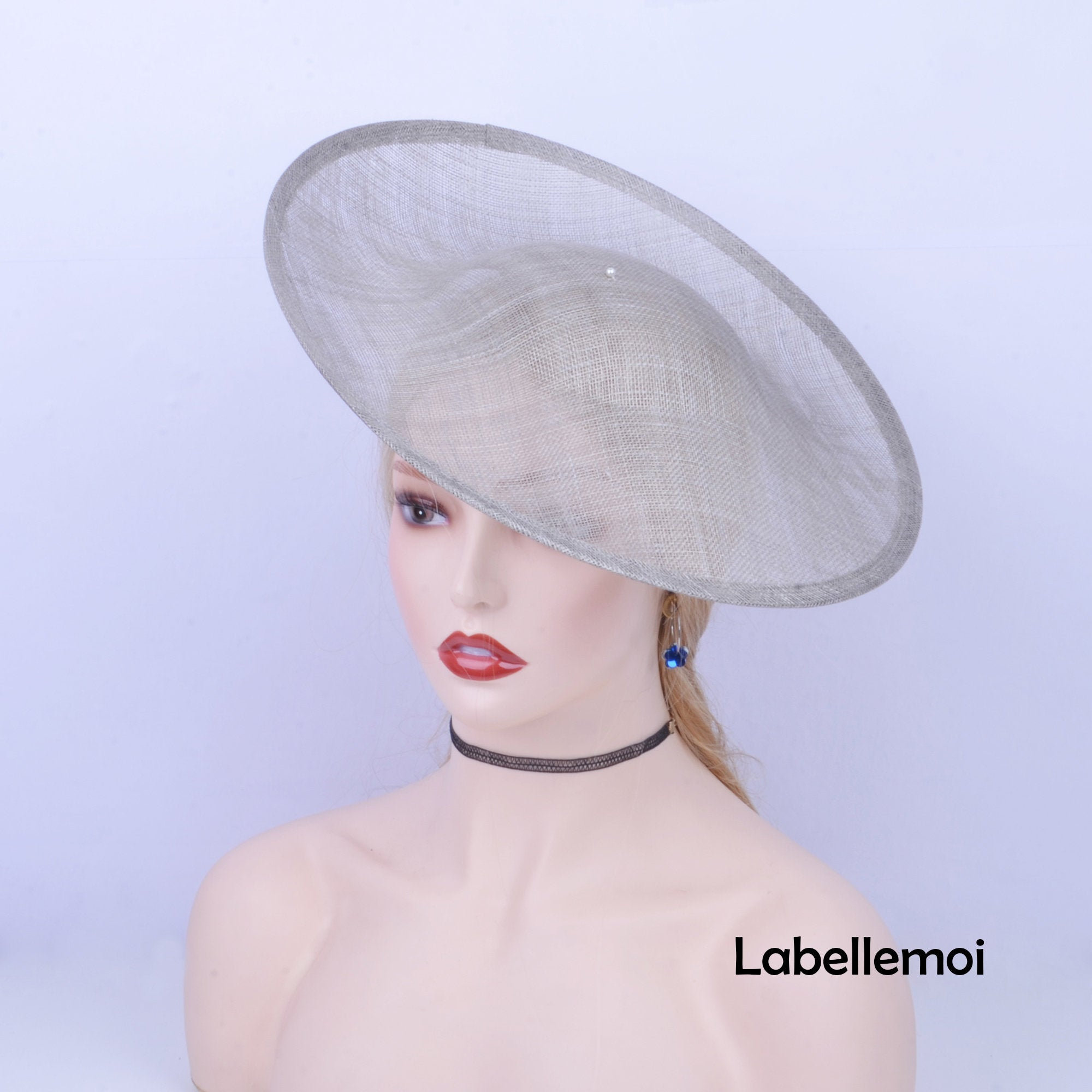3723 Fascinators Hat Base Diy Sinamay Millinery Making Supplies Navy Blue Sinamay Fascinator Base, DIY Millinery Supply  main image 2