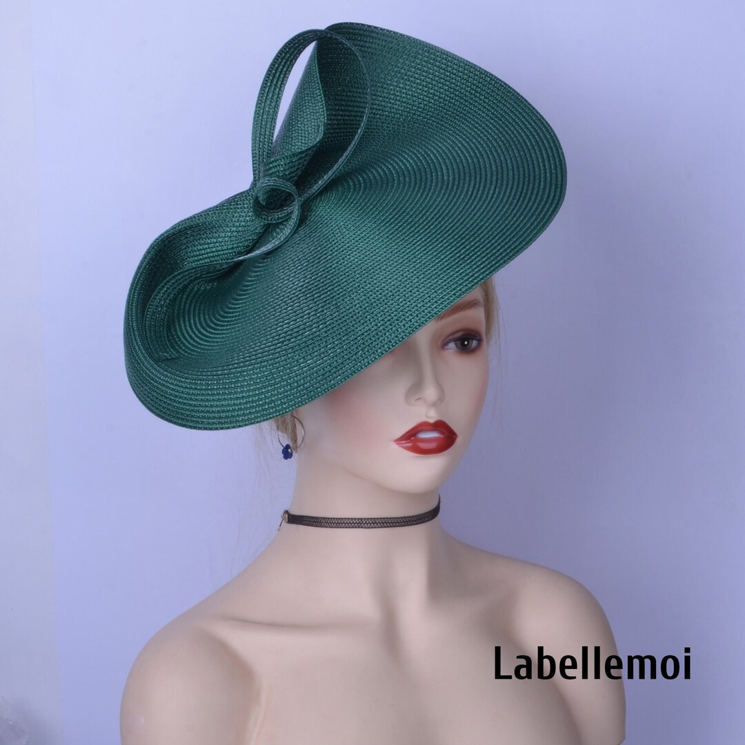 NEW Large Emerald green fascinator saucer hatinator Church hat Kentucky Derby hat Ascot hat