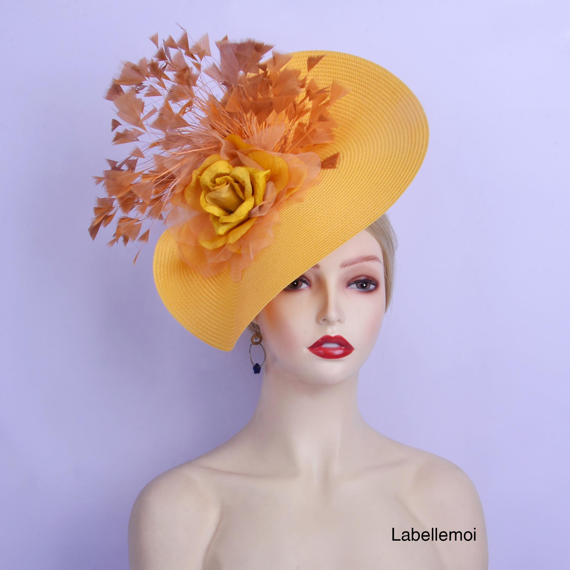 NEW! Sunshine Yellow Fascinator Hat yellow Premium sunshine Fascinator . _ A flowery Bloom  main image 4