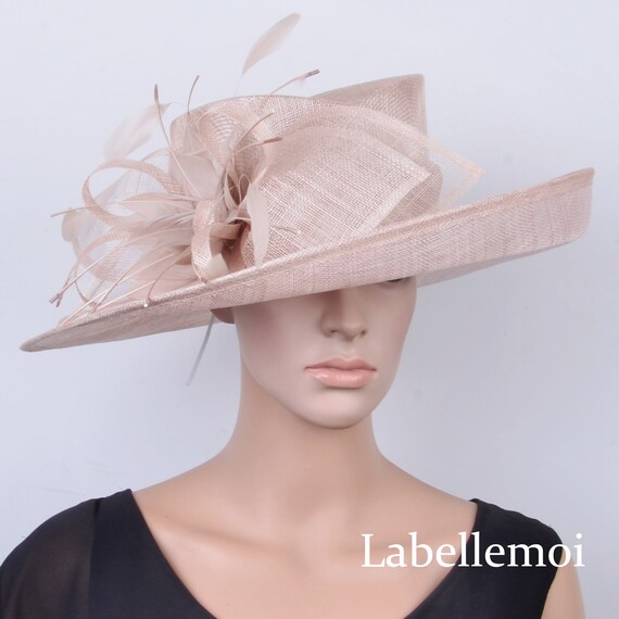 Large Nude Beige New Sinamay Hat Dress 