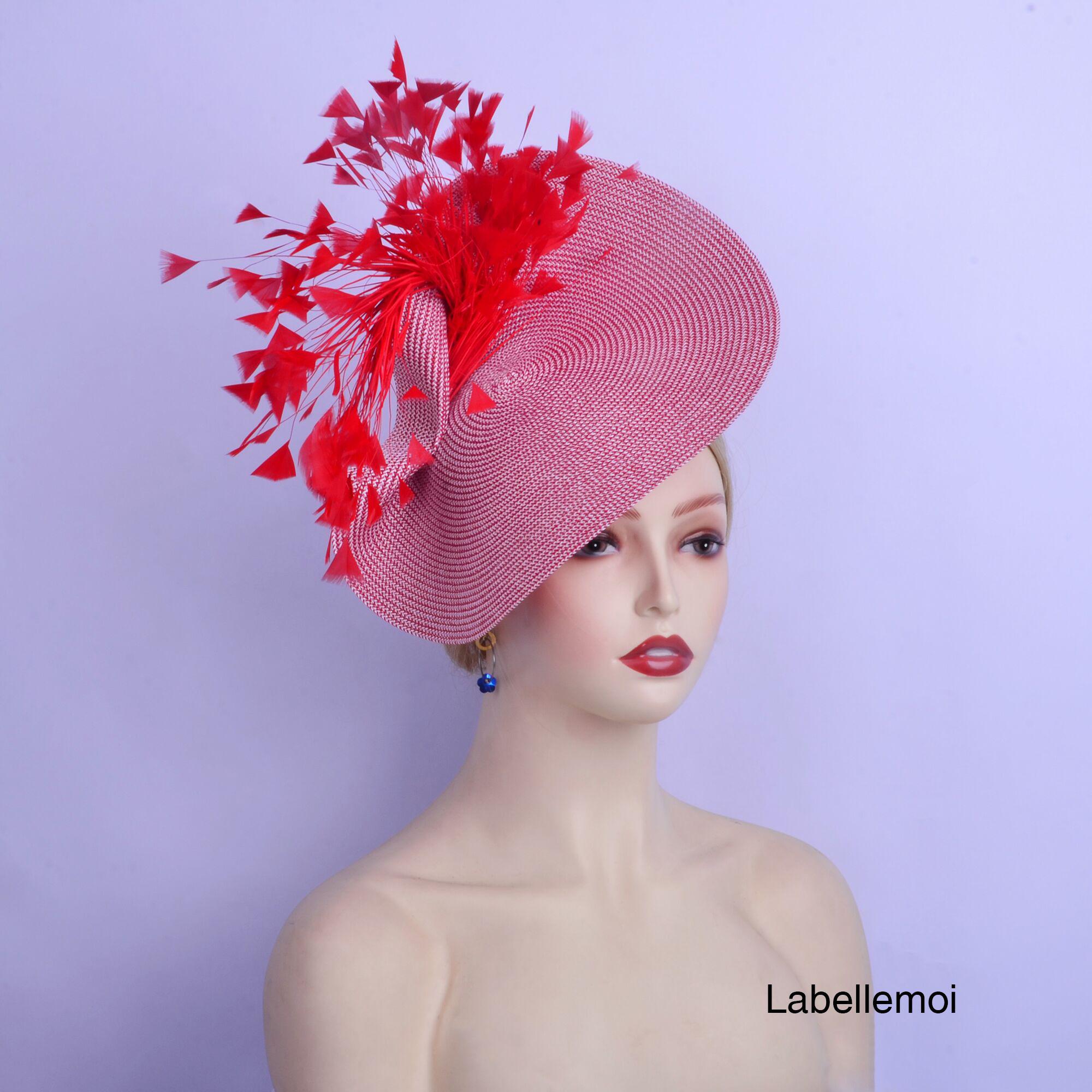 Red Feather Fascinator Hat, Derby Races, Tea Party Headwear - Etsy