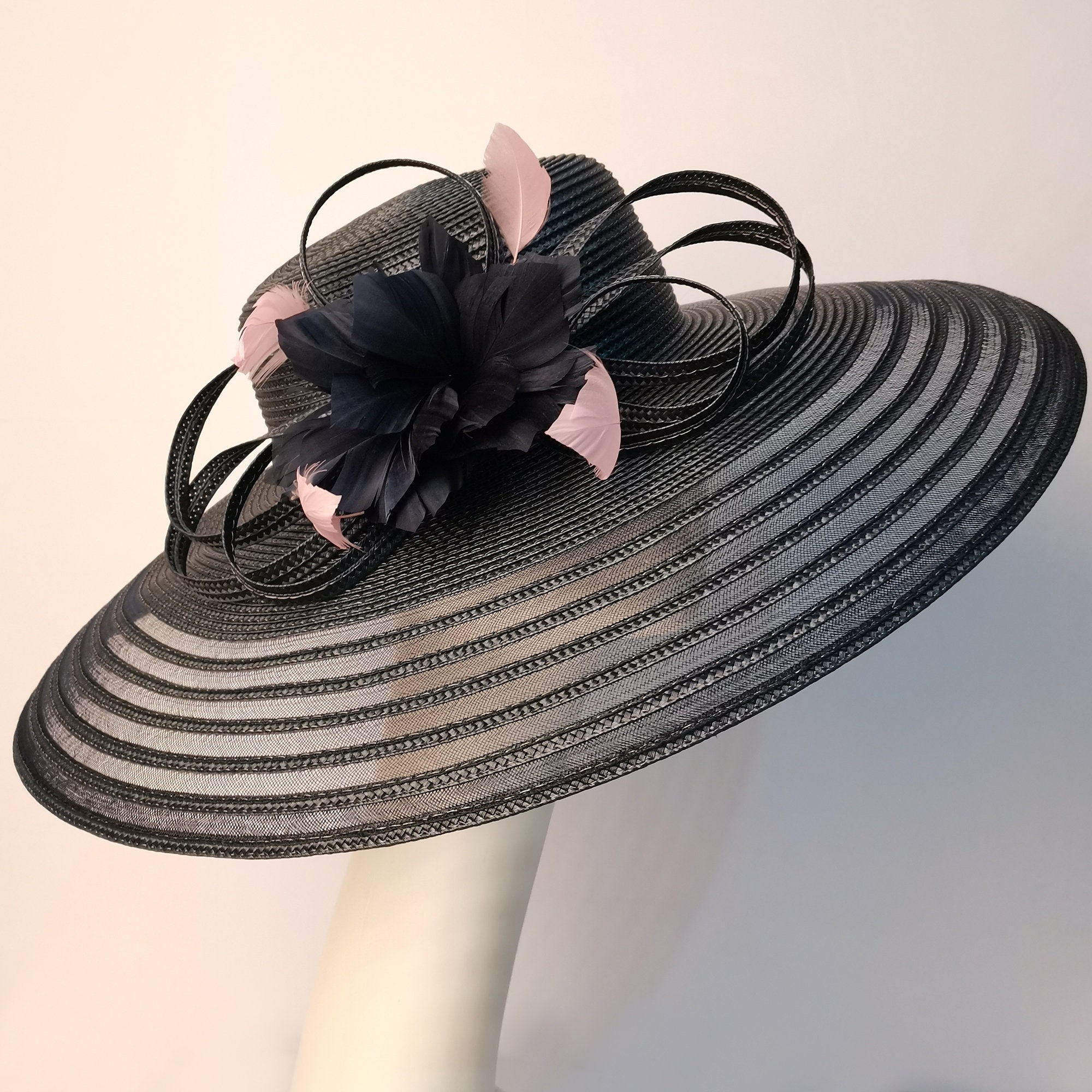 Extra Large Kentucky Derby Hat Black/pink Ascot Hat Wedding 