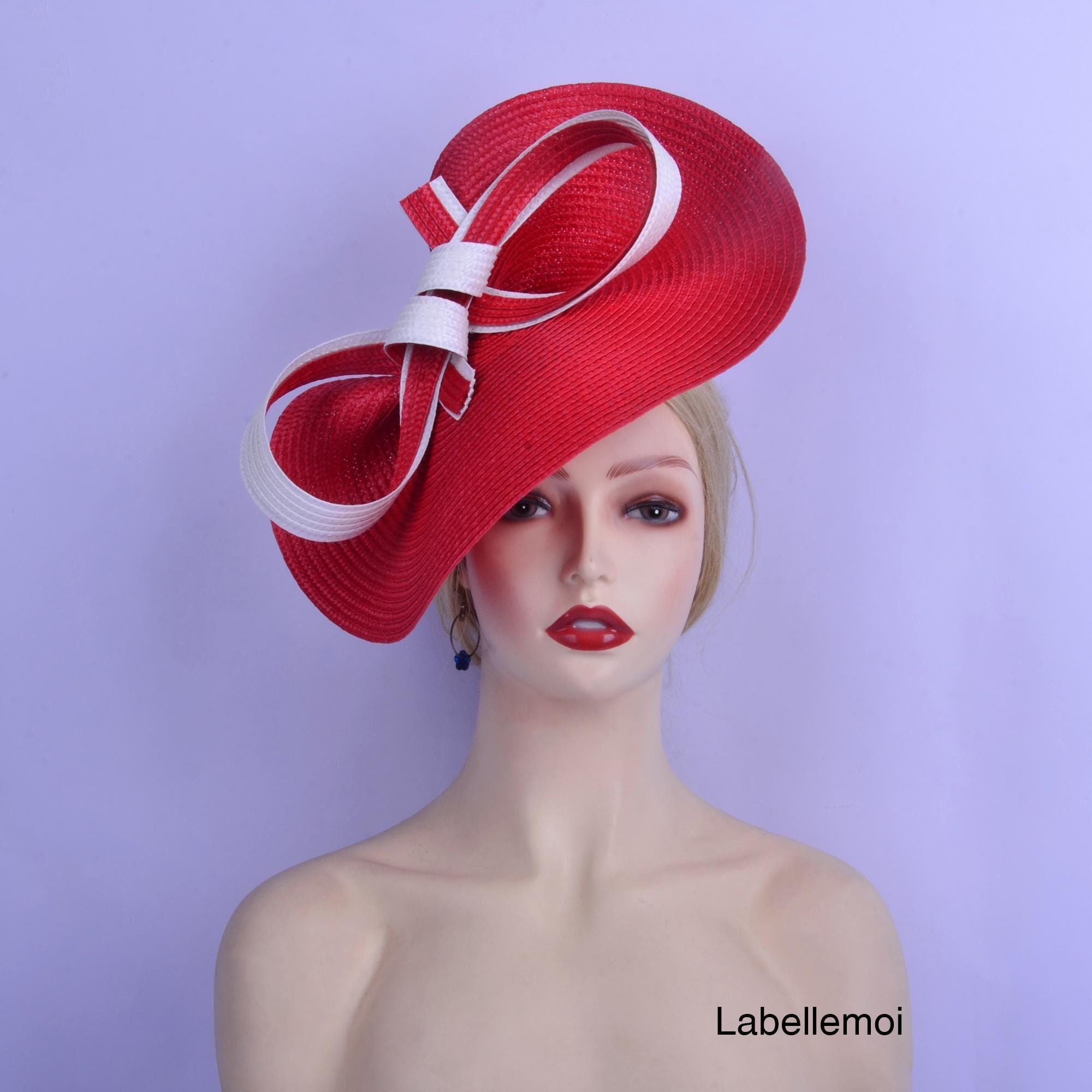 Large Red Kentucky Derby Hat - Etsy display picture 1