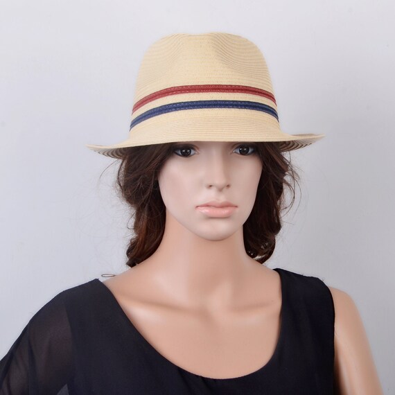 NEW Multi-color Trilby Natural/red/navy 