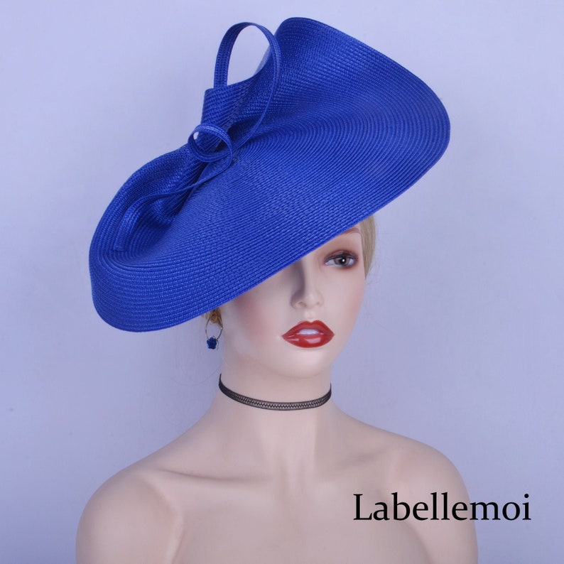 Exclusive Royal blue Cobalt Blue fascinator large saucer hatinator Church Derby Ascot Wedding Tea Party hat Mother of the bride Easter Gifts 